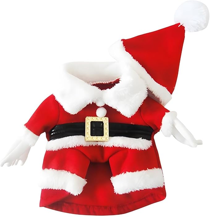 NACOCO Pet Christmas Costumes Dog Suit with Cap Santa Claus Suit Dog Hoodies Cat Xmas Costumes (Red, L)