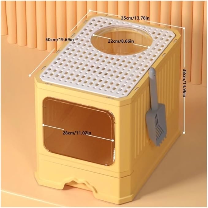 Pet Supplies, Enclosed Cat Litter Box with Lid & Scoop,Front Entry, Top Exit Design(Pink)