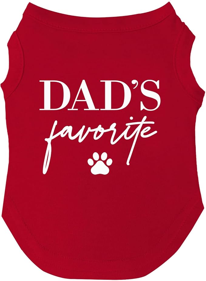 Dad's Favorite Father's Day Dog Tee Shirt | Sleeveless | Sizes for Puppies, Toys and Large Breeds (Red, 6X-Large 757)