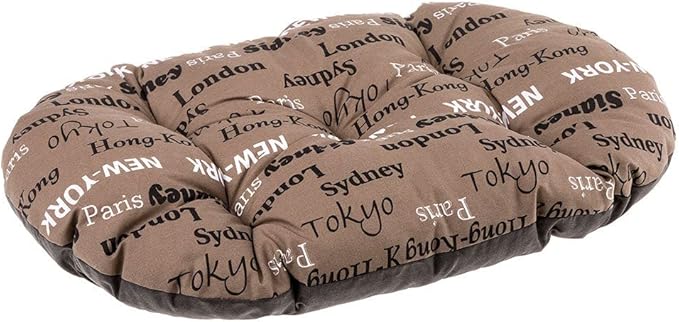 Ferplast Dog Bed Large Dog Cushion Washable Pet Mattress in Cotton with Soft Padding, 100 x 63 cm. Brown