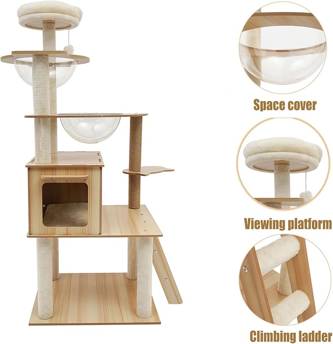 Cat Tree Modern Cat Tower for Indoor Cats, Multi-Level Cat Condos with Scratching Post & Resting Platforms for Large/Small Cat Climbing, Cat Activity Center Playground