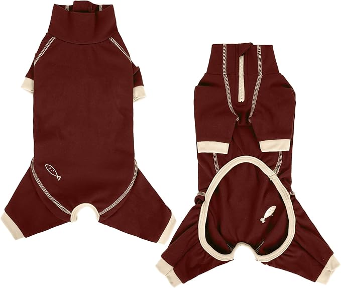 ROZKITCH Cat Cover to Stop Overgrooming, Cat Body Suit Long Leg Cover Back Legs Anti Scratch Clothing Onesie Pants Hairless Cat Pajamas Brown XL