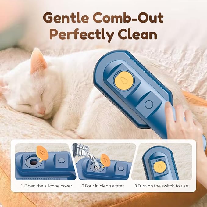 Cat Steam Brush for Shedding, 2026 New Pet Steam Grooming Brush, Multifunctional Hair Removal Comb for Home Use, Rechargeable Pet Comb for for Short and Long Hair Cats Dogs (Light Green)