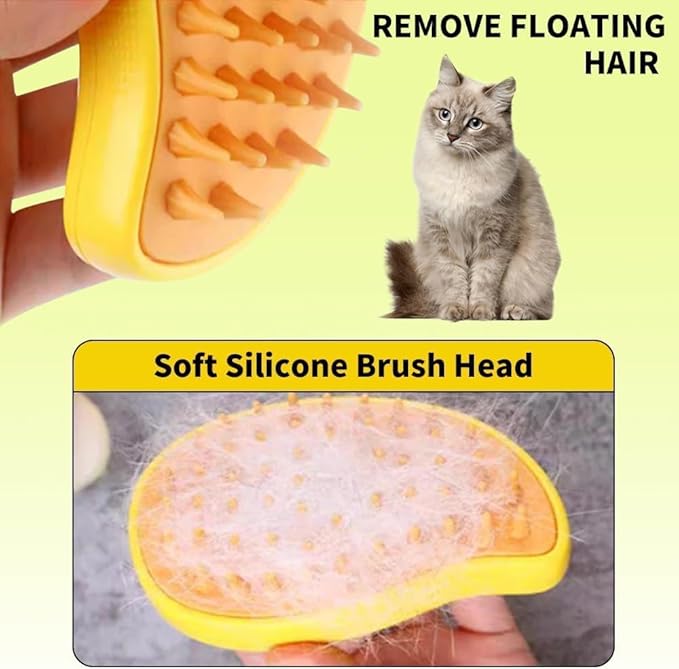 MangoMist 3-in-1 Cat & Dog Steam Brush – Self-Cleaning Pet Grooming comb for Shedding, Detangling & Massage – Steamy Hair Removal Brush for Cats & Dogs