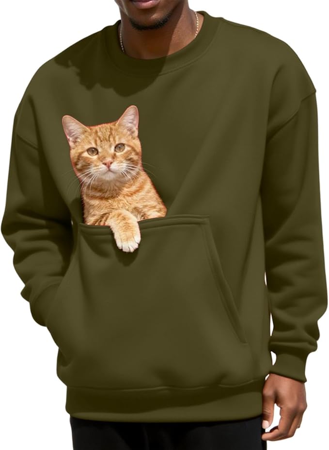 Pet Pouch Sweatshirt Men Kangaroo Pocket Pullover Puppy Cat Care Shirt Dog Carrier Top Animal Holder Crewneck Unisex