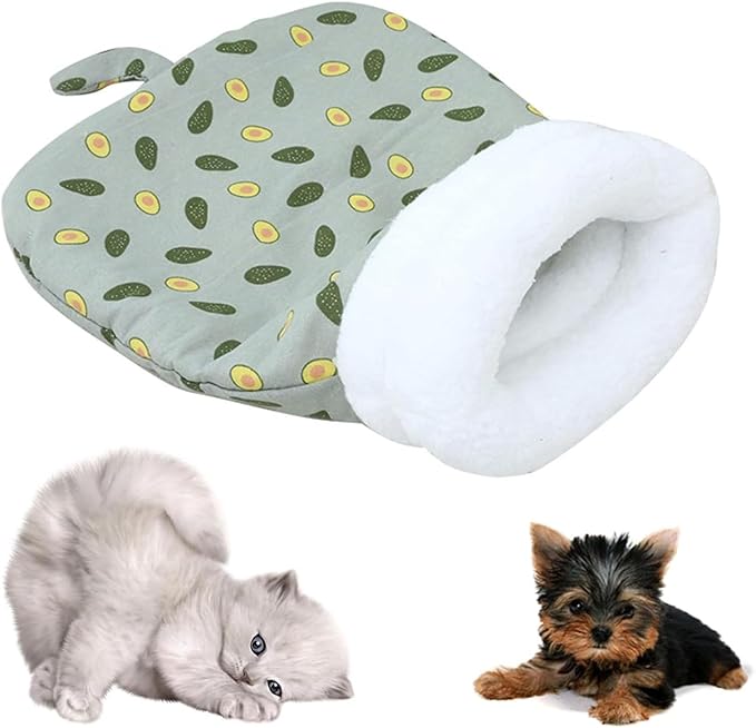 Cat Sleeping Bag Bed, Winter Soft Plush Sack Self Warming Cave Bed for Indoor Cats, 360°Wrap Comfortable Pet Snuggle Sack, Soft Plush Large