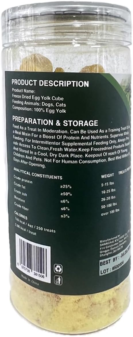 Egg Yolk Treats for Dogs Cats, 100% Pure Single Ingredient Natural Pet Treats, Healthy Grain Free Crunchy Snacks, Supports Skin & Coat, Meal Topper for Training, 4oz