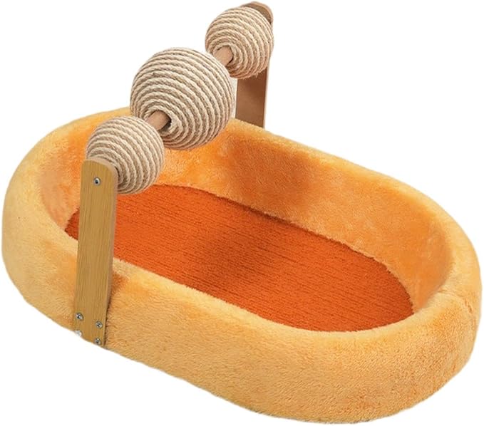 Cat Scratching Board Kitten Bed Furniture Protector Training Toys Exercise Cats Scratcher Bed Cat Scratching Pad for Resting- Orange