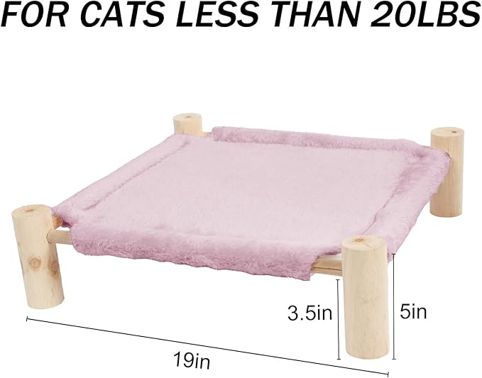 Patas Lague Cat and Dog Hammock Bed for Small Dogs, Brethable Wooden Cat Pet Rabbit Elevated Bed Cots Furniture for All Seasons Fleece Purple