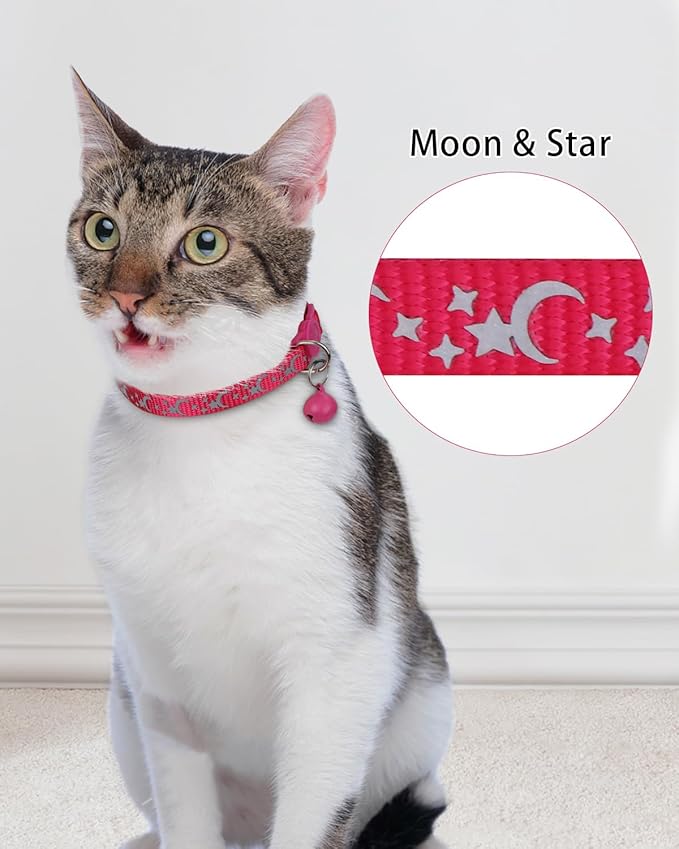 TagME Cat Collar with Name Tag, Personalized Reflective Cat Collar Breakaway, Pet Collar with Silent Slide On ID Tags for Boy and Girl Kitten/Cat