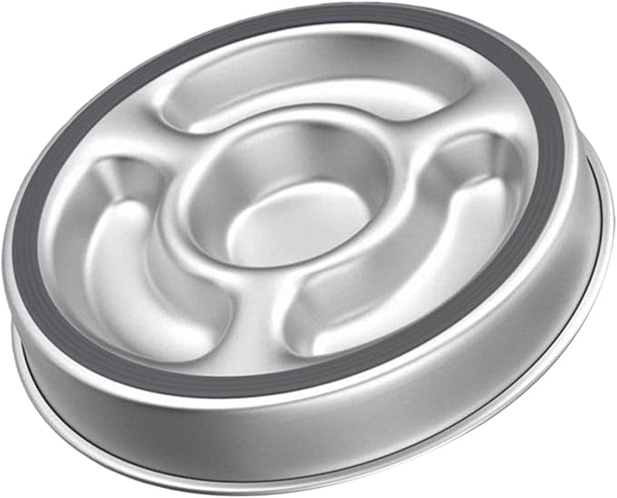 Dog and Cats Slow Feeder Stainless Steel Feeding Bowl to Stop Food Gulping for Small Puppy and Kittens Pet Slow Bowl