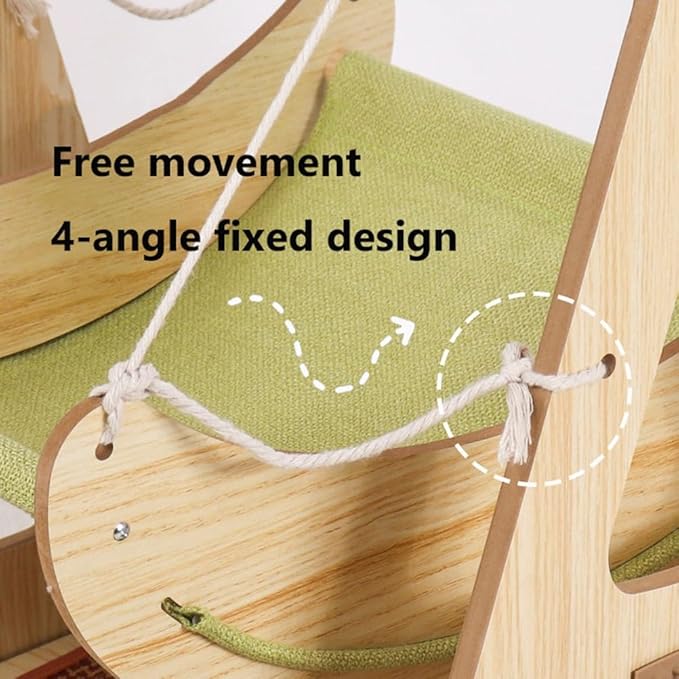 Wood Cat Hammock, Indoor pet Cat Swing Chair Bed Furniture for Sleeping, Playing, Climbing, Lounging, Easily Holds up to 20lbs