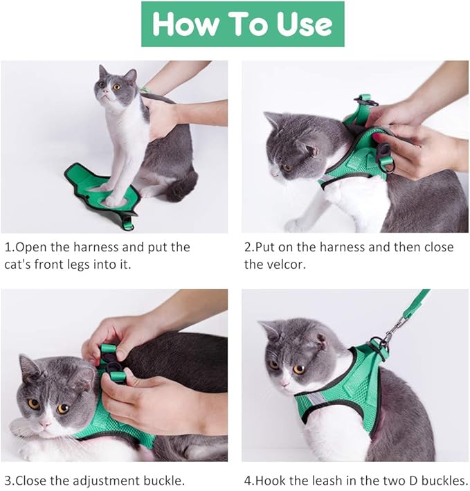 Cat Harness for Walking Escape Proof 2 Pack, Lightweight Kitten Harness, Easy Control Breathable Cat Vest with Reflective Strip (No Leash)