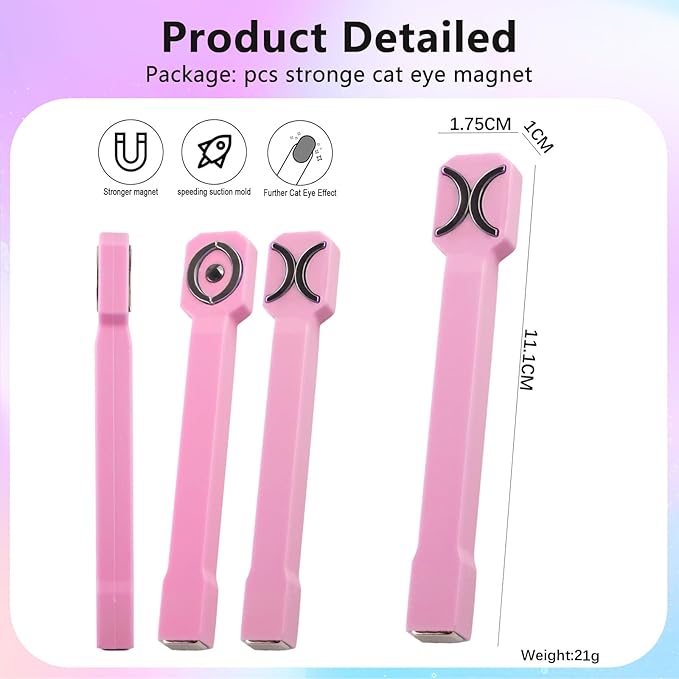 Honey Joy 3-in-1 Cat Eye Magnet for Nails, Multi-Function Nail Magnet Stick, Upgraded Cateye Magnet Tool for 3D Magnetic Cat Eye Gel Polish Nail Art, Salon & Home Use (NAT253-Pink)