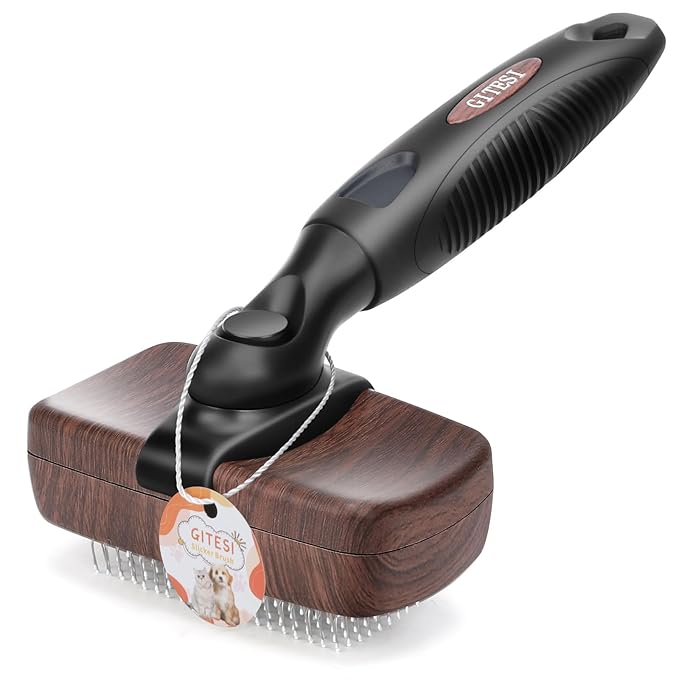 Self-Cleaning Pet Brush for Dogs & Cats - One-Button Hair Removal, Anti-Tangle Grooming Tool for Long & Short Fur