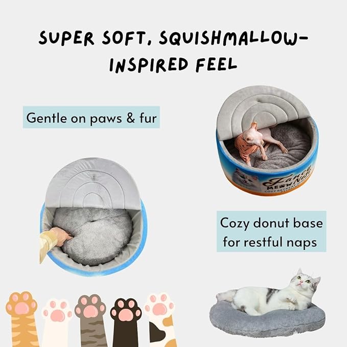 PECHVINO Covered Cat Bed – 19.7" Cozy Hideaway with Soft Lid Design – Enclosed Plush Cave for Indoor Cats and Kittens Can Shape Bed