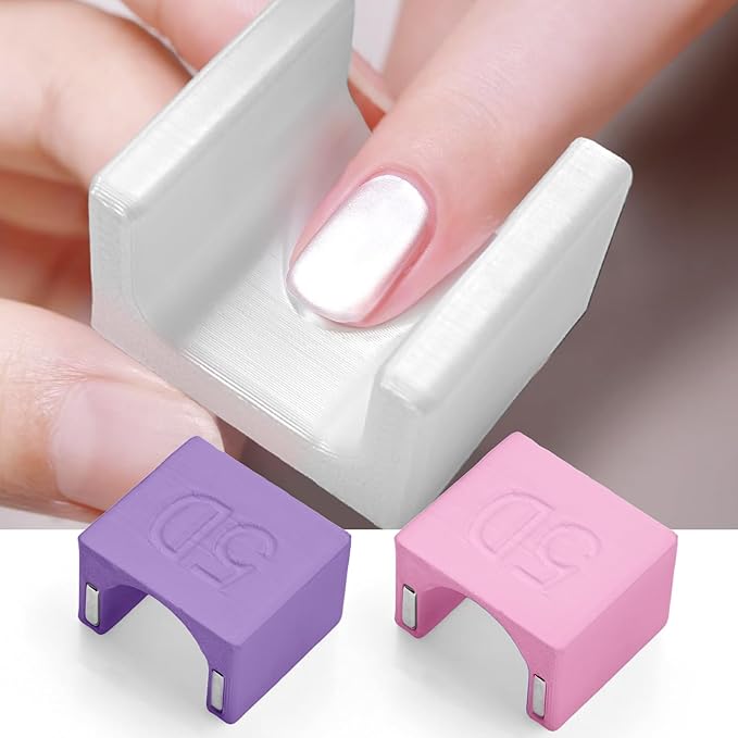 5D Nail Magnet Tool for Cat Eye Gel Polish - Strong Magnet, Non-Slip Finger Stand, Beginner Friendly Manicure Tool for DIY Home & Salon Use (NAT278-White)