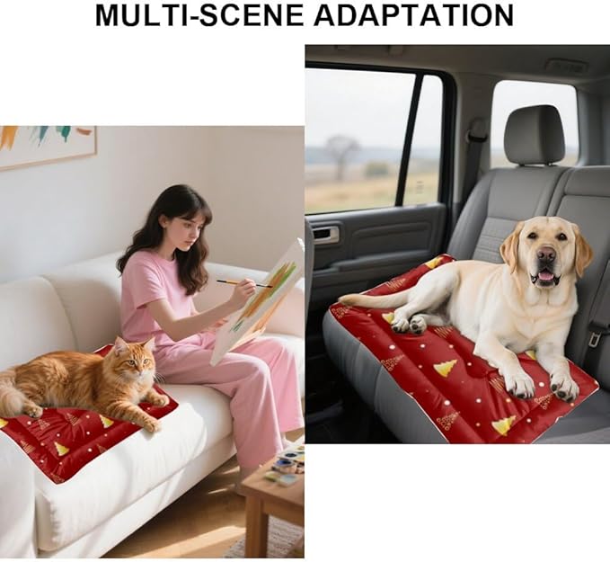 Christmas Luxurious Pattern Dog Mats Washable Dog Crate Mat Crate Mat for Dogs Tree Elements Pet Friendly Bed Non- Slip Bottom Supply Multi- Scenario, Multi- Model Cat Bed Gift Printed for Dogs