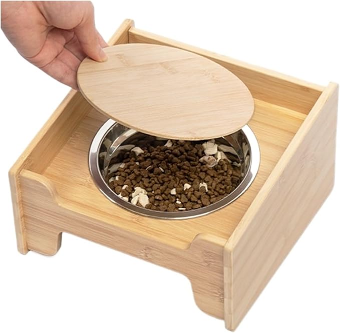 Stainless Steel Pet Bowl with Bamboo Stand (Cats & Dogs)