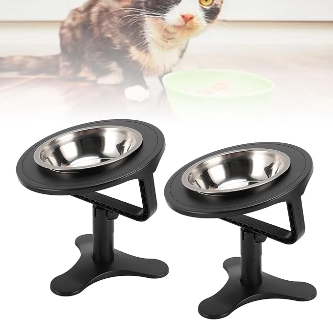 Raised Cat Food Bowl, Height Adjustable 0 to 20 Degree Tilted Food and Water Feeding Dishes for Cats Kitten Puppies