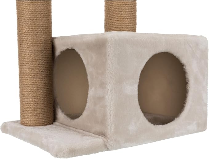Trixie Valencia Scratching Post – Cat Tower with Sisal Posts, Condo & Dangling Toy – Compact Cat Furniture for Indoor Cats – Gray, 17.3" x 13" x 28"