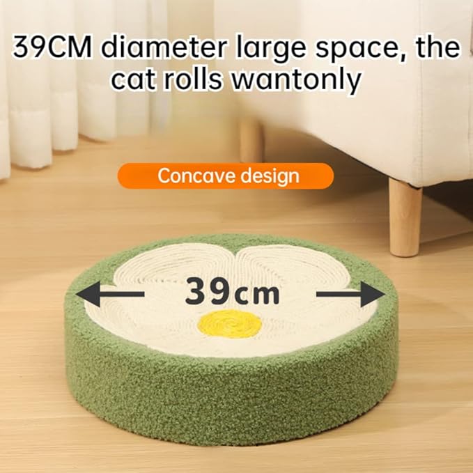 Cute Cat Scratch Bed, Multifunctional 2-in-1, Durable Twine and Plush, Protects Furniture
