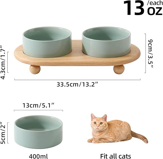 Havniva Raised Cat Bowls Water Bowl 5.1” Elevated Ceramic Cat Food and Water Bowl Whisker Friendly Pet Food Bowls for Indoor Cats, Wide Cat Water Dish Prevent Whisker Fatigue Non Slip Cat Feeder