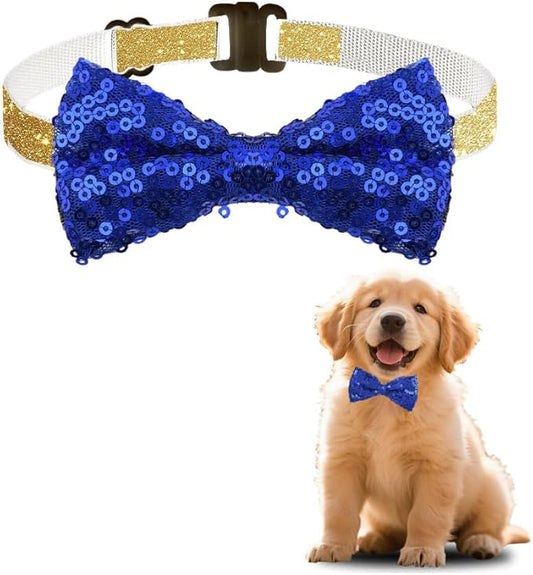 Pet Glitter Bow Tie for Dog Cat Sequin Bow Tie for Pet Dogs Cats Sarkly Pet Collar for Cat Dog Pet Accessories with Sequins Pet Collars for Dogs Cats Cat Dog Bow Tie Collar for Pets Shiny Bowtie