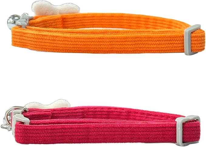 Cat Collar Breakaway,Cat Collars for Girl Cats,Kitten Collar with Bell(2PCS,Red and Ogrange)