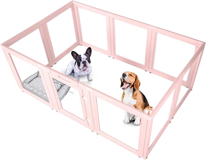 EVERFRONT Clear Acrylic Dog Playpen - Clear Dog Play Pen - Easy Assemble Acrylic Dog Playpen - Puppy Playpen, Cat Playpen, Small Animal Playpen, Dog Play Pen Indoors