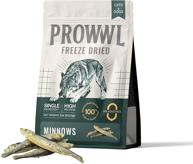 Freeze Dried Minnows Cat & Dog Treats for Training, Healthy High Protein Limited Single Ingredient Pet Food Snacks for Small, Medium, and Large Dogs Cats (Raw Minnows, 3oz)