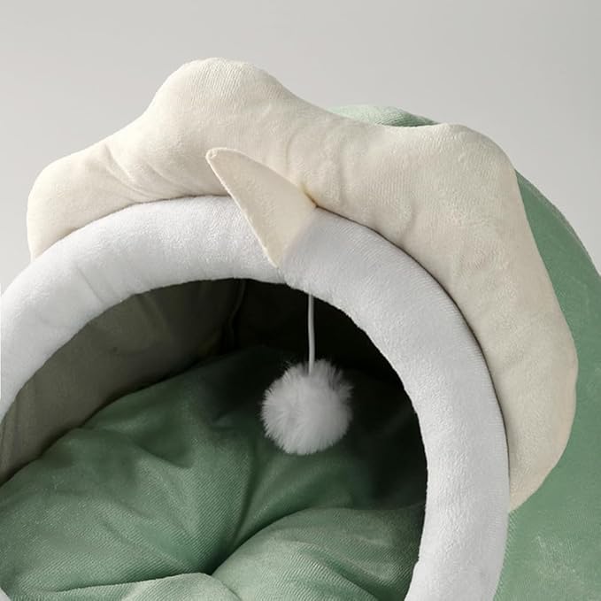 NatureMan Cat Beds for Indoor,Cat House with Hanging Cat Ball Toy,Kitten Tent House Removable Cotton Pad,Warm and Soft Pet Cat Supplies Kitten Small Dogs Pet Bed (Green, M)