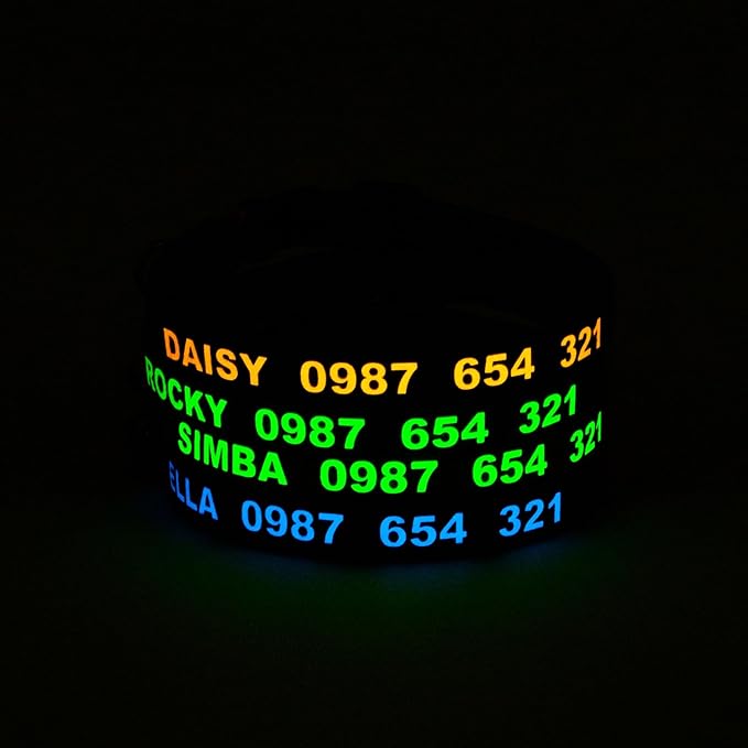Personalized Custom Cat Collar, Glow in the Dark Text, Soft Corduroy, Metal Breakaway Safety Buckle, Adjustable for Kitten & Cats (Breakaway)