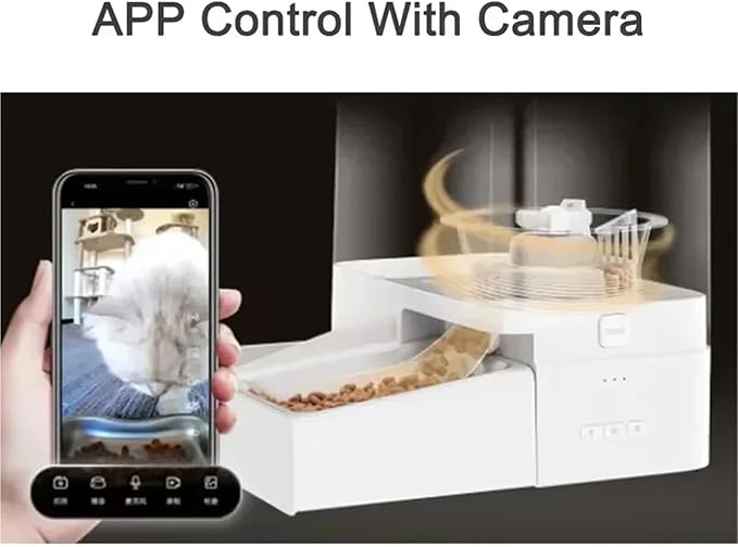 Automatic 2 in 1 Cat Dog Feeder & Smart Pet Water Fountain with Camera | Pet Feeding & Watering Products(Button Version)