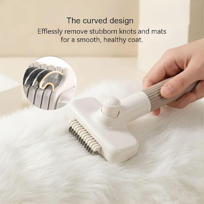 3 in-1 Pet Grooming Brush Set for Dogs & Cats, Self-Cleaning Deshedding Brush & Slicker Brush, Hair Remover Tool for Indoor Long & Short Haired Pets