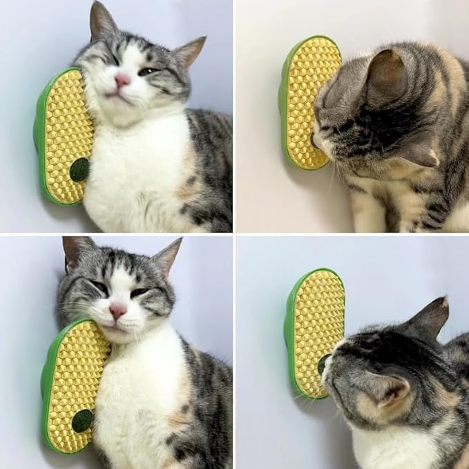 miwoowim 2 Pcs Catnip Toys Balls that Stick on Wall,Cat Toy Ball, Catnip Ball for Cats Lick,Cat Face Scratchers Brush Rubbing Post, (Yellow)