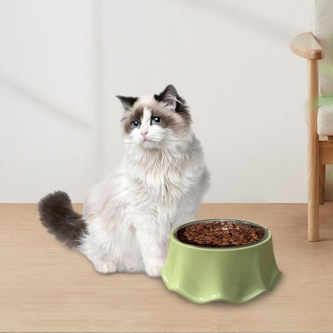 Cat Bowls Indoor Cats Cat Food Bowl Easy Cleaning Anti Over Turning Cat Feeding Bowls Anti Slip Smooth Surface Lightweight for, Green