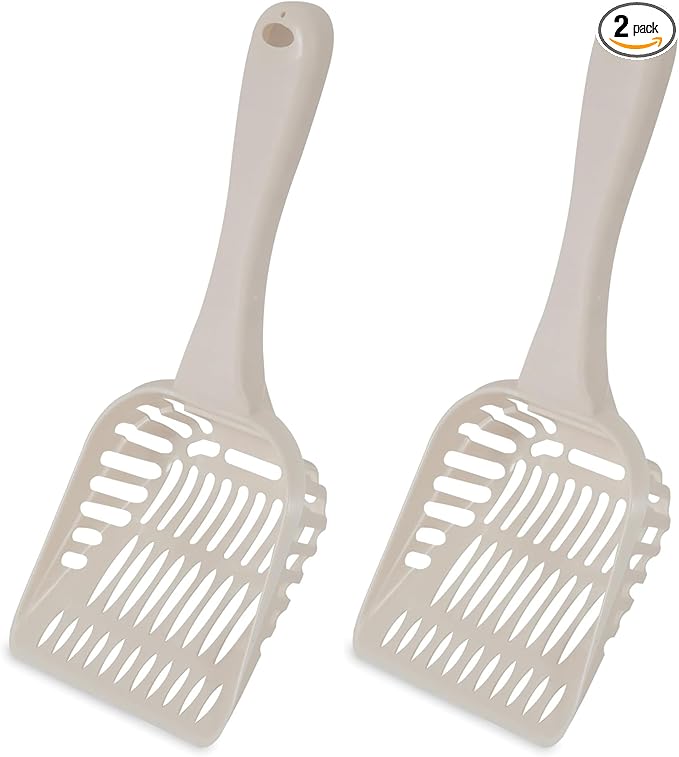 Petmate Litter Scoop for Cats, Jumbo Size, Bleached Linen, (Pack of 2)