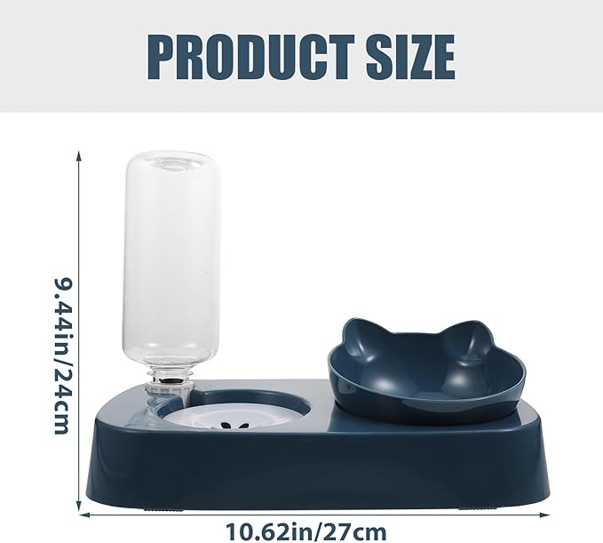 Pet Cat Dog Anti-Spill Water and Food Bowl Blue Plastic Raised Feeder with Neck Protection for Pets and Watering Supply for Home Use