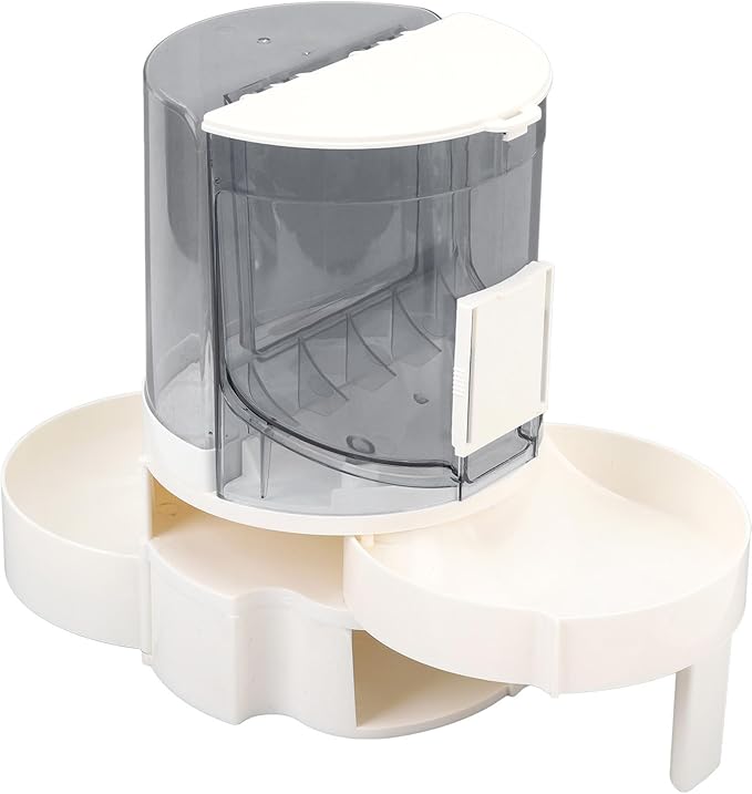 Asixxsix Automatic Pet Feeder, Rotating Retractable Design Blocks Dust Automatic Cat Feeder, 2 in 1 Pet with 1.3lbs Food .3L Water Capacity for Cats Small Dogs (Grey)