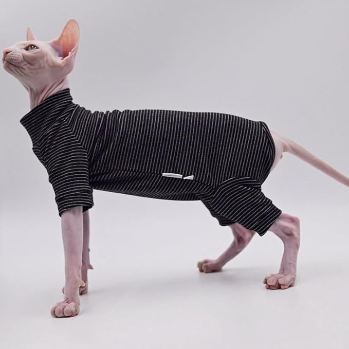 airless Cat Clothes Four-Legged Velvet Warm Autumn and Winter Cat Apparel for Sphynx Cat, Devon Rex Cat, Cornish (XX-Large)