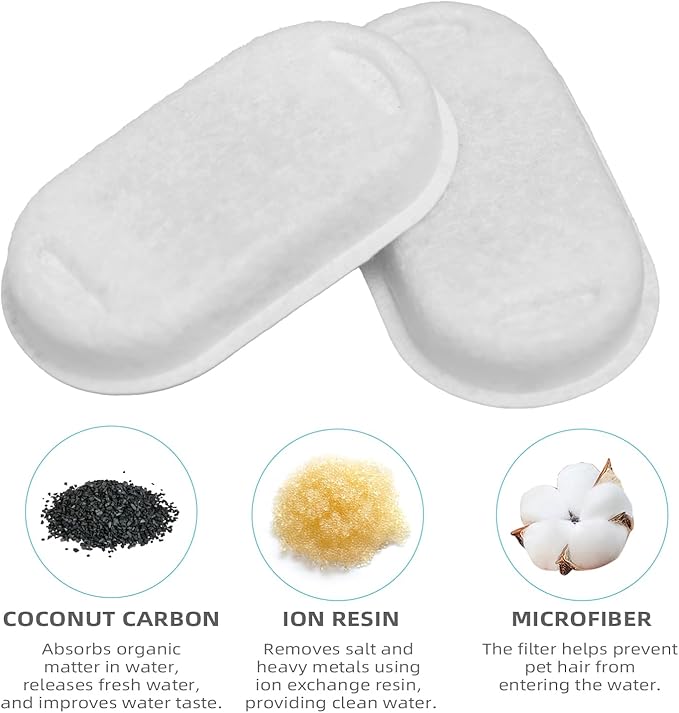 ONECUTE Cat Water Fountain Filter Compatible with Stainless Steel Dispenser, Efficient Filtration with Coconut Shell Activated Carbon and Fresh Water (4 Filters+4 Sponges)