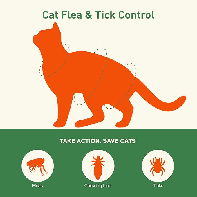 Cat Flea Treatment & Tick Control - Topical Flea Treatment for Cats & Kittens - Protection for Cats Over 1.5 lbs and 8 Weeks or Older, 6 Pack