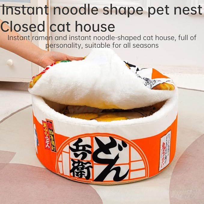 SSDHUA Cat Nest Instant Noodle Shape House and Bed - Cute and Comfortable Multifunctional Sofa for Small Cats (S, Orange)