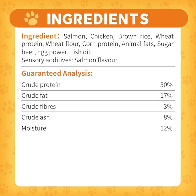 Faywell Omegas Crunchy Cat Chew Treat, Salmon and Chicken, Fish Oil and Egg Powder for Skin & Fur (60g, Salmon)