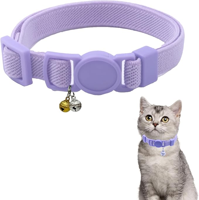 Umicclist Breakaway Cat Collar with Bell, Safety Buckle Kitten Collar, Elastic Strech Quick Release, Adjustable Lightweight Collars for Girl Boy Cats, Pet Supplies, Accessories, Gifts Purple