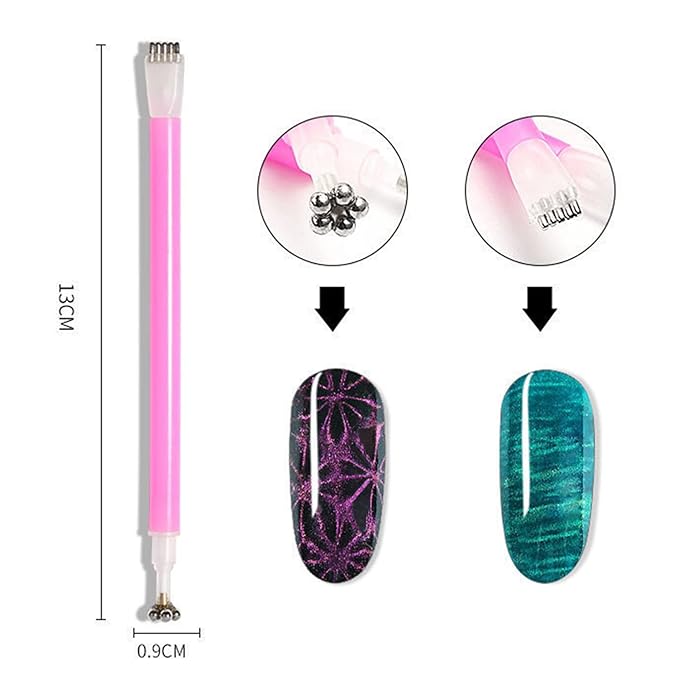 WOKOTO 9Pcs Cat Eye Magnet For Nails Uv Gel Nail Magnets For Gel Polish Magnet Pens Sticks Gradient Designs Tools Nail Art Magnets Pens For Women Nails Magnetic Stick Wands Nail Polish Magnet