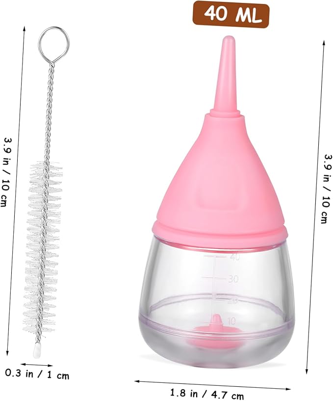 Pet Nursing Bottle for Kittens Puppies Feeding Bottles with Replaceable Nipples Cleaning Brush Safe Ergonomic Design Measurement Marks