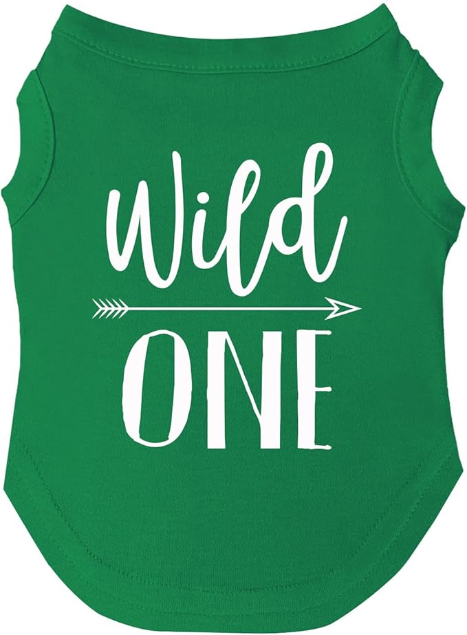 Wild One Dog Tee Shirt | Sleeveless | Sizes for Puppies, Toys and Large Breeds (Green, 5X-Large 95)