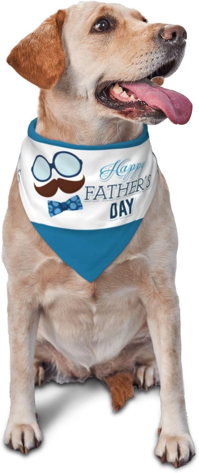 Happy Father's Day Dog Bandana Adjustable Reversible Triangle Dog Scarf Scarves Pet Bibs Costume Accessory Decor for Cats
